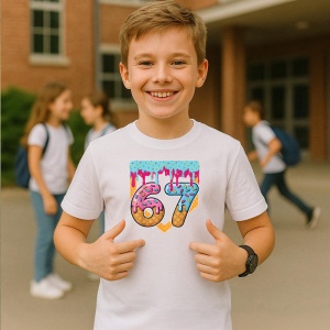 Tricou SIX SEVEN 67 Donut Drip Color, din bumbac 100%, tricou alb, Copii | Dama | Barbat