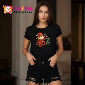 Tricou SIX SEVEN 67 Elf Craciun Dragut 2, din bumbac 100%, tricou negru, Copii | Dama | Barbat - Img 3