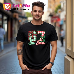 Tricou SIX SEVEN 67 Fundita Craciun, din bumbac 100%, tricou negru, Copii | Dama | Barbat - Img 3