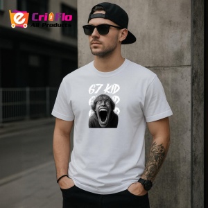 Tricou SIX SEVEN 67 Horror Scream Face, din bumbac 100%, tricou alb, Copii | Dama | Barbat