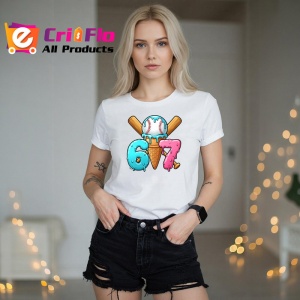 Tricou SIX SEVEN 67 Inghetata Baseball Colorata, din bumbac 100%, tricou alb, Copii | Dama | Barbat - Img 3
