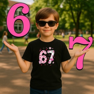 Tricou SIX SEVEN 67 Inimi Cute, din bumbac 100%, tricou negru, Copii | Dama | Barbat - Img 1