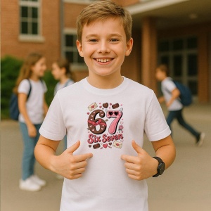 Tricou SIX SEVEN 67 Inimi Dulci Dragoste, din bumbac 100%, tricou alb, Copii | Dama | Barbat - Img 2