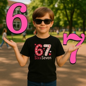 Tricou SIX SEVEN 67 Inimi Roz Dragoste, din bumbac 100%, tricou negru, Copii | Dama | Barbat - Img 2