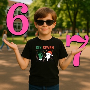 Tricou SIX SEVEN 67 Logo Verde Craciun, din bumbac 100%, tricou negru, Copii | Dama | Barbat - Img 2