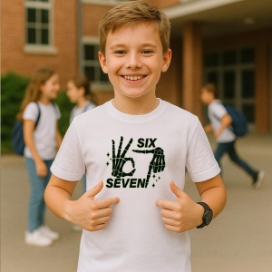 Tricou SIX SEVEN 67 Mana Schelet Verde, din bumbac 100%, tricou alb, Copii | Dama | Barbat - Img 2