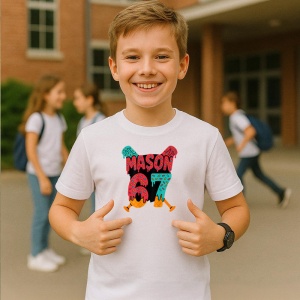 Tricou SIX SEVEN 67 Mason Donut Colorat, din bumbac 100%, tricou alb, Copii | Dama | Barbat