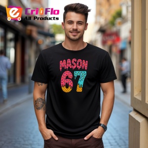 Tricou SIX SEVEN 67 Mason Inghetata Dubla, din bumbac 100%, tricou negru, Copii | Dama | Barbat