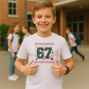 Tricou SIX SEVEN 67 Model Traditional Craciun, din bumbac 100%, tricou alb, Copii | Dama | Barbat