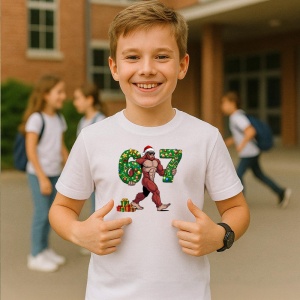 Tricou SIX SEVEN 67 Muschi Craciun Funny, din bumbac 100%, tricou alb, Copii | Dama | Barbat