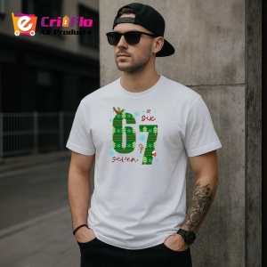 Tricou SIX SEVEN 67 Numar Craciun Verde, din bumbac 100%, tricou alb, Copii | Dama | Barbat - Img 2