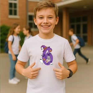 Tricou SIX SEVEN 67 Numar Halloween Violet, din bumbac 100%, tricou alb, Copii | Dama | Barbat - Img 2