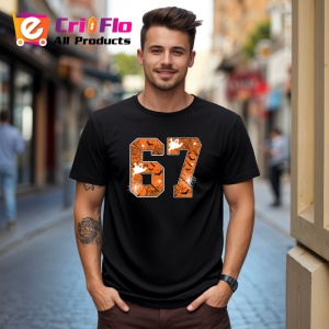 Tricou SIX SEVEN 67 Numar Urban Portocaliu, din bumbac 100%, tricou negru, Copii | Dama | Barbat - Img 2