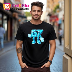 Tricou SIX SEVEN 67 Robot Crystal Blue, din bumbac 100%, tricou negru, Copii | Dama | Barbat