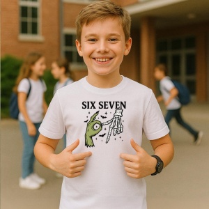 Tricou SIX SEVEN 67 Schelet Minimal, din bumbac 100%, tricou alb, Copii | Dama | Barbat - Img 2