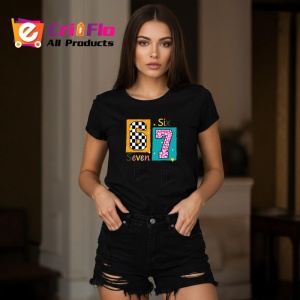 Tricou SIX SEVEN 67 Stil Patchwork, din bumbac 100%, tricou negru, Copii | Dama | Barbat - Img 3