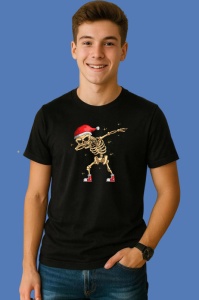 Tricou Skeleton Dab Santa, din bumbac 100% Copii | Dama | Barbat - Img 2