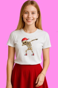 Tricou Skeleton Dab Santa, din bumbac 100% Copii | Dama | Barbat - Img 3