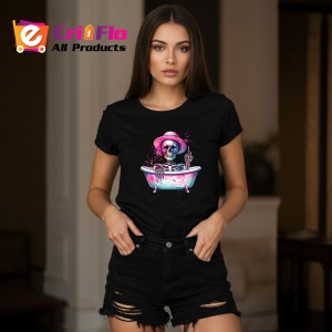 Tricou Skeleton in bathtub hat, schelet in cada cu palarie, Copii | Dama | Barbat , tricou negru - Img 7