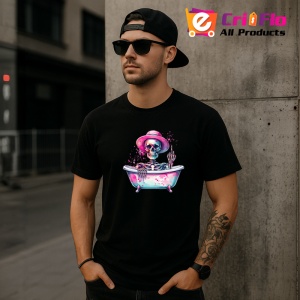 Tricou Skeleton in bathtub hat, schelet in cada cu palarie, Copii | Dama | Barbat , tricou negru - Img 11