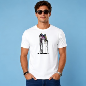 Tricou Sneaker Abstract Negru Auriu Drip Urban Liquid Art, din bumbac 100% Copii | Dama | Barbat - Img 2