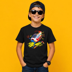 Tricou Sneaker Character Mergand Ilustratie Amuzanta Urban Street Style, din bumbac 100%, tricou negru, Copii | Dama | Barbat