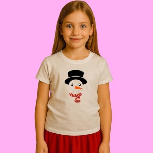Tricou Snowman Fata V9, din bumbac 100%, tricou alb, Copii | Dama | Barbat - Img 1