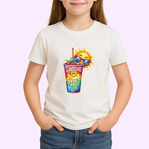 Tricou Soare cu ochelari si pahar text sunshine and sweet tea vara relaxata Copii | Dama | Barbat Barbat - Img 4