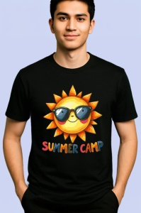 Tricou Soare vesel cu ochelari text summer camp desen de vacanta copii Copii | Dama | Barbat Barbat - Img 5