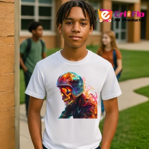 Tricou Soldat pe motor in flacari fundal artistic Copii | Dama | Barbat - Img 4