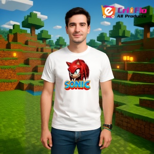 Tricou Sonic Knuckles - Furia Rosie Copii | Dama | Barbat - Img 2