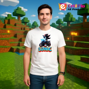 Tricou Sonic Shadow pe motocicleta - Viteza Intunecata Copii | Dama | Barbat - Img 2