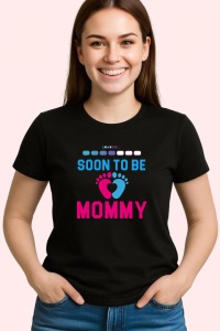 Tricou Soon To Be Mommy Loading, din bumbac 100%, tricou negru, Dama | Barbat