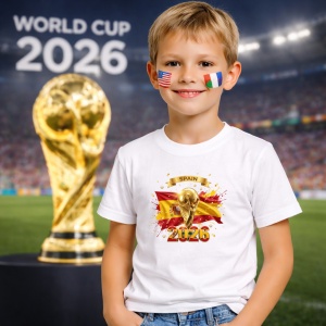 Tricou Spain World Cup 2026 Fifa V2, din bumbac 100%, tricou alb, Copii | Dama | Barbat - Img 5