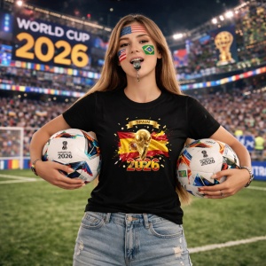 Tricou Spain World Cup 2026 Fifa V2, din bumbac 100%, tricou negru, Copii | Dama | Barbat - Img 9