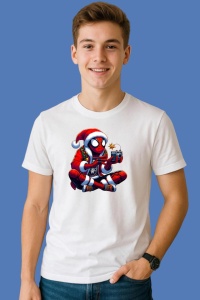 Tricou Spiderman Christmas Tinand Aparat Foto, din bumbac 100%, tricou alb, Copii | Dama | Barbat - Img 1
