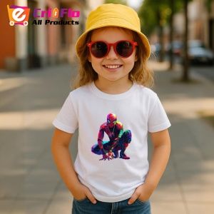 Tricou Spiderman desen colorat pozitie ghemuit fundal alb Copii | Dama | Barbat - Img 11