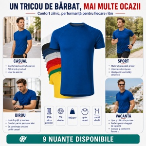 Tricou Sport Bărbați Malfini Destiny 175, 95% Micro Poliester, 5% Elastan, 160 g/m², Extra Dry, Slim Fit, Guler Rotund, Mărimi S 2XL - Img 6
