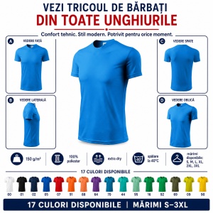 Tricou Sport Bărbați Malfini Fantasy 124, 100% Poliester – Echipament Fotbal, Activități Sportive, Extra Dry, 17 Culori, S–3XL - Img 10