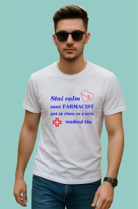 Tricou stai calm sunt farmacist pot sa citesc ce a scris medicul tau mesaj glumet, Copii | Dama | Barbat - Img 2