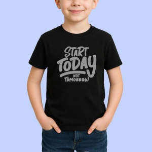 Tricou Start Today Not Tomorrow Mesaj Motivational, din bumbac 100%, tricou negru Copii | Dama | Barbat