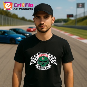 Tricou Steaguri Cu Logo Castrol Motor Oil | Unisex Dama si Barbat - Img 2