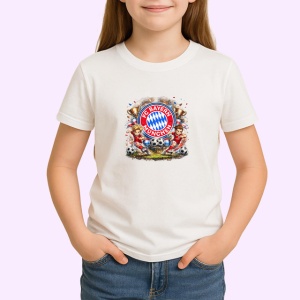 Tricou Stema Bayern Munchen Fotbal Club Germania, din bumbac 100% , tricou alb pentru Copii | Dama | Barbat - Img 2
