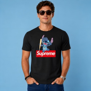 Tricou Stitch Bboy Style Cu Bata Baseball Urban Red Box Logo, din bumbac 100%, tricou negru, Copii | Dama | Barbat - Img 3
