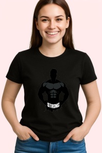 Tricou Strong Silueta Neagra Muschi, Copii | Dama | Barbat, culoare negru - Img 4