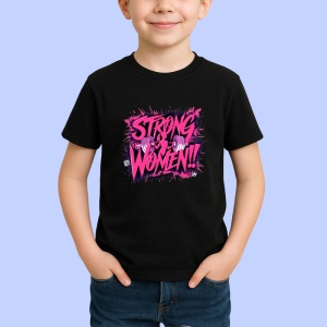 Tricou Strong Women Text Roz Motivational, Copii | Dama | Barbat, culoare negru - Img 3