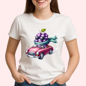 Tricou Strugure amuzant de vara in masina, Fructe, Copii | Dama - Img 2