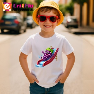 Tricou Strugure amuzant de vara pe topogan, Fructe, Copii | Dama - Img 3
