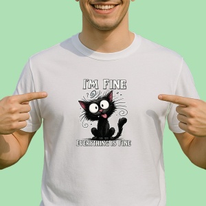 Tricou Sunt bine totul Foarte bine pisica - Copii | Dama | Barbat - Img 2