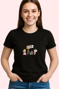 Tricou Super Mario personajele din jocul video in versiune animata, Copii | Dama | Barbat , tricou negru - Img 3